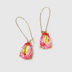 Elegant Pink and Gold Teardrop Earrings